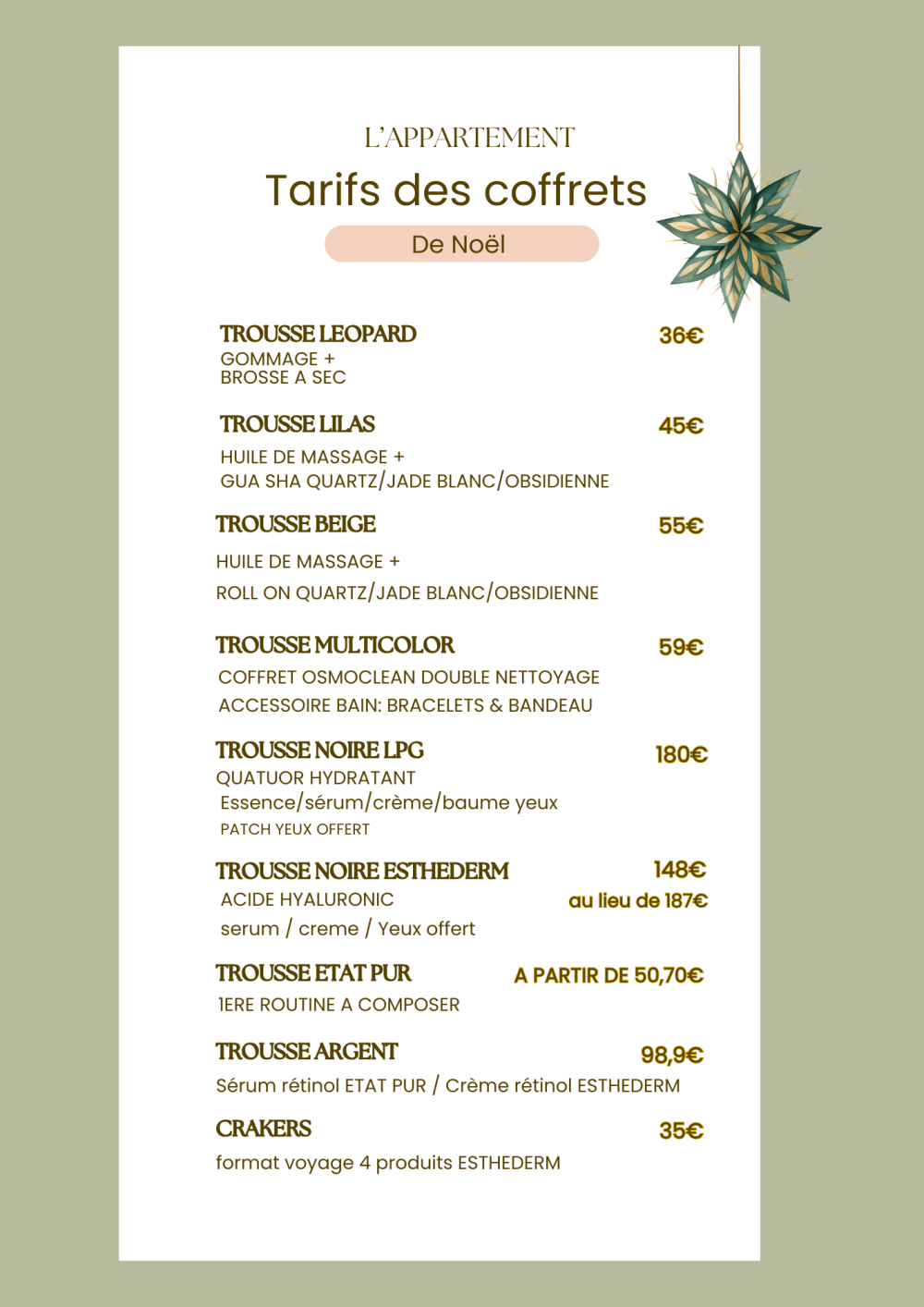 tarif coffrets noel