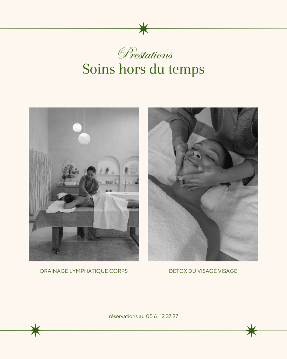 Beige Vert Institut de Beauté Soins Massage Publication Instagram Aesthetic